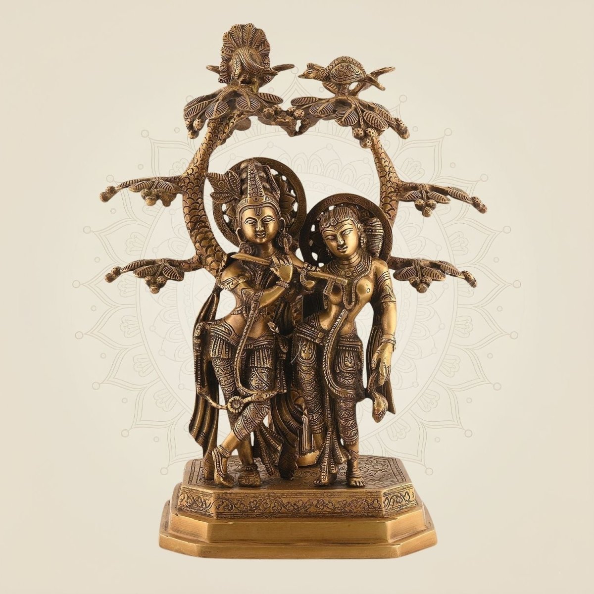 Brass Divine Radha Krishna Under Tree Idol