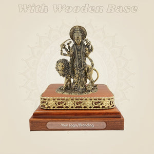 Brass Durga Murti on Wooden Base