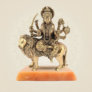 Brass Durga Statue on Lion