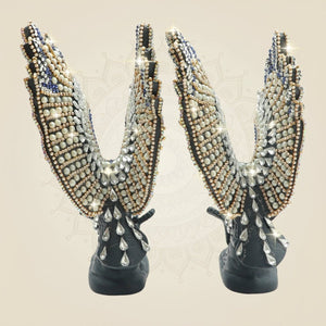 Brass Eagle Showpiece 7.5" with Rhinestone Work for Home Decor - Luxeartisanship