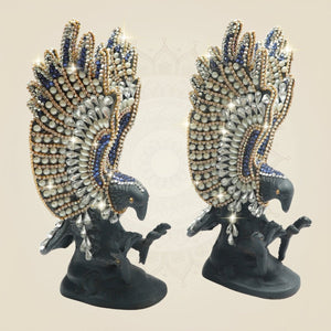 Brass Eagle Showpiece 7.5" with Rhinestone Work for Home Decor - Luxeartisanship