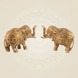3 Inch Handcrafted Brass Elephant Pair