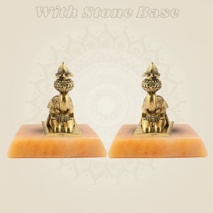 Brass Elephant Pair 4" - Handcrafted Pure Brass Decor Figurines (Set of 2) - Luxeartisanship