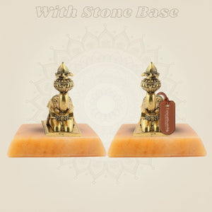 Brass Elephant Pair 4" - Handcrafted Pure Brass Decor Figurines (Set of 2) - Luxeartisanship