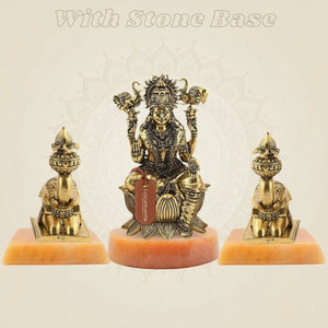 Brass Gajalakshmi with Elephants on Lotus Idol 5" Handmade Sculpture - Luxeartisanship