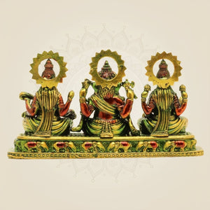 Brass Ganesh Lakshmi Saraswati Idol Set | Divine Hindu God Statue for Pooja