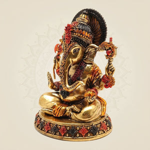 Brass Ganesha Colored Figurine