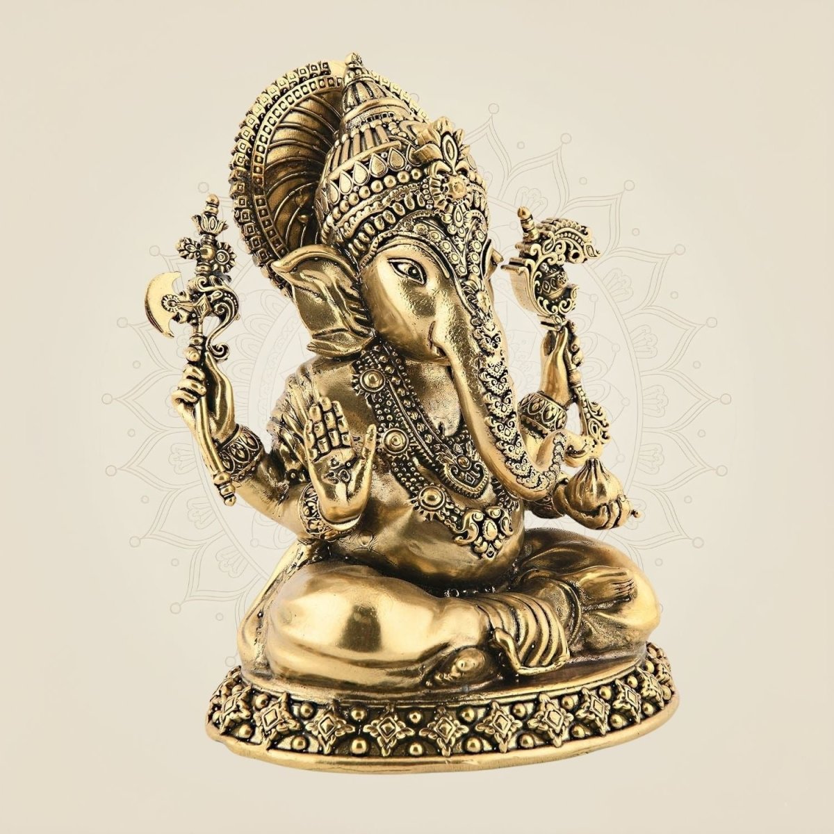 Brass Ganesha Idol in Sitting Pose