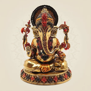 Brass Ganesha Seated Idol