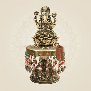Brass Ganpati Idol on Chowki 7"– Divine Success Symbol - Luxeartisanship