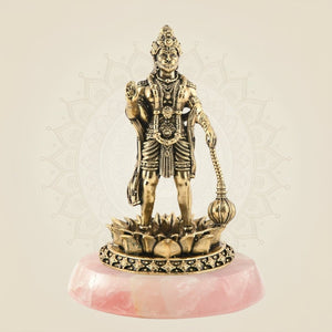 Brass Hanuman Standing on Lotus 4" – Superfine Carved Idol for Positivity - Luxeartisanship