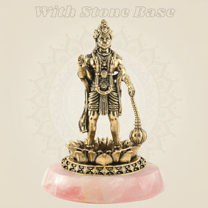 Brass Hanuman statue with gemstone base