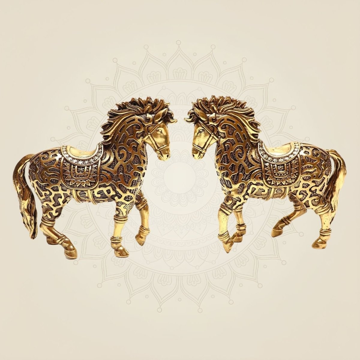 Brass Horse Pair Statue