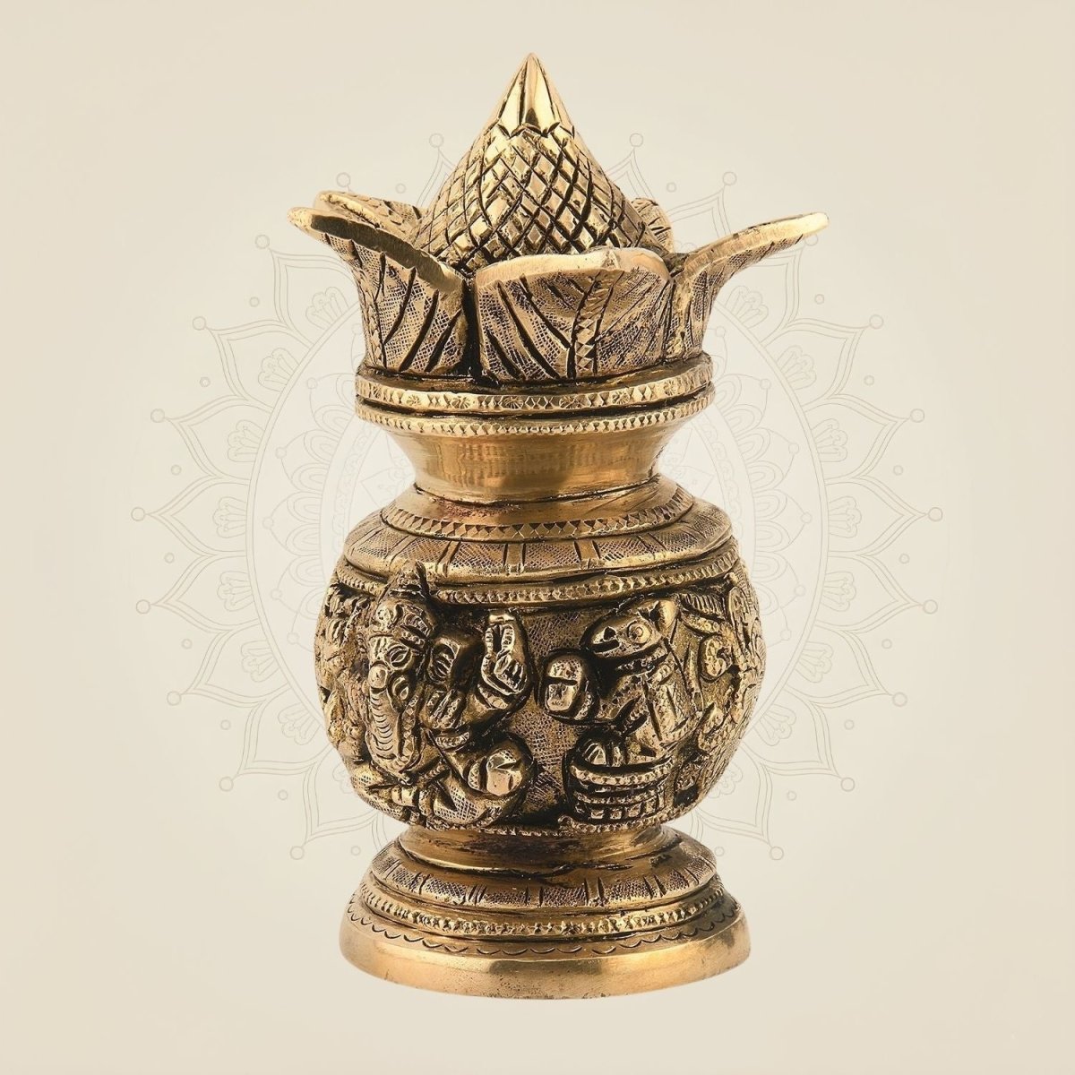 Brass Kalash with Coconut 6"