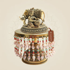 Brass Kanha Ji Idol with Chowki for Home Decor and Puja 7" - Luxeartisanship