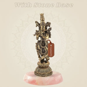 Brass Krishna Idol 8.75" – Handcrafted God Statue for Home Temple Decor - Luxeartisanship