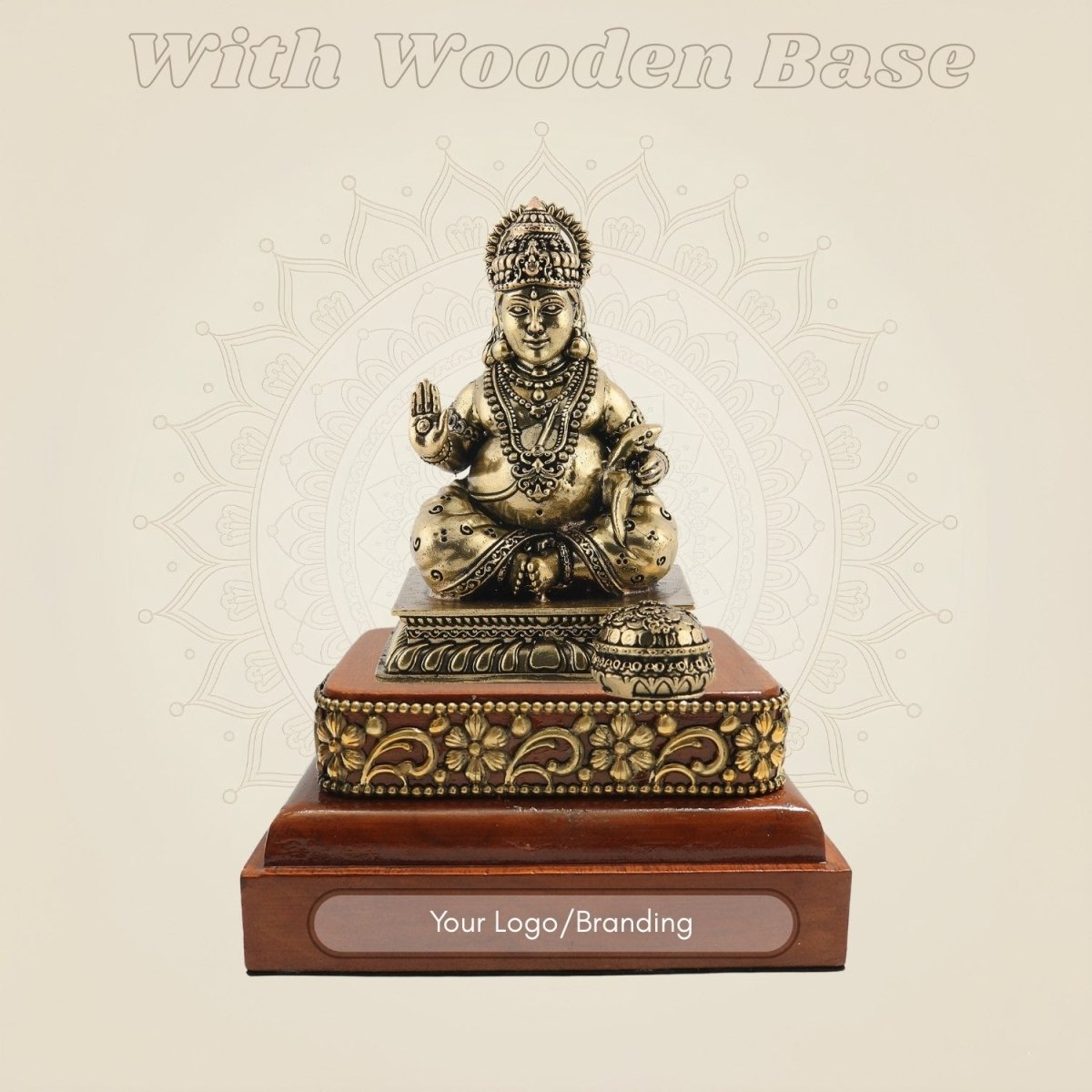Brass Kuber Murti on Wooden Base