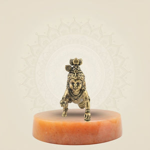 Brass Laddu Gopal 2" - Small Kanha Ji Idol for Home & Gift Use - Luxeartisanship