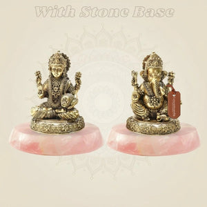 Brass Lakshmi and Ganesha Idol Pair 4" – Detailed Decorative Set - Luxeartisanship