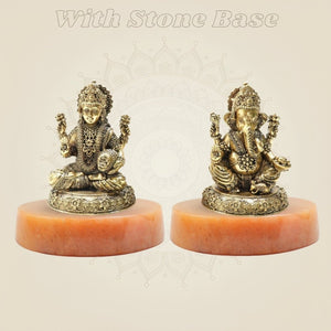 Brass Lakshmi and Ganesha Idol Pair 4" β Detailed Decorative Set - Luxeartisanship