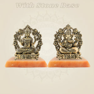Brass Lakshmi Ganesh with Gemstone base