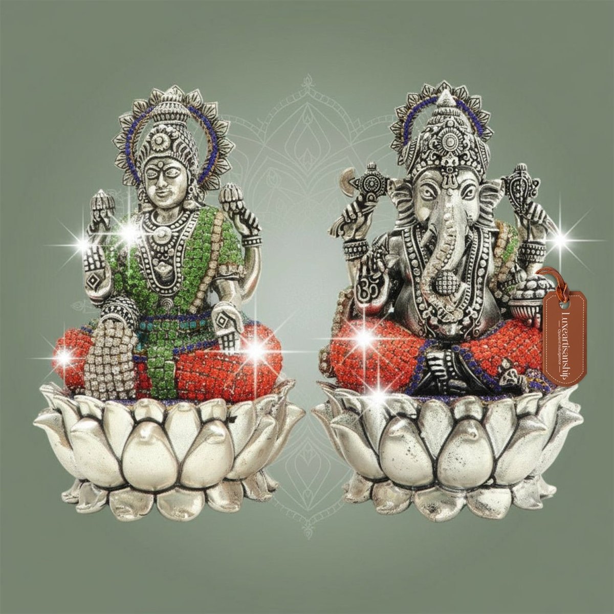 Brass Ganesh Laxmi Jewellery Stonework