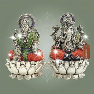 Brass Ganesh Laxmi Jewellery Stonework