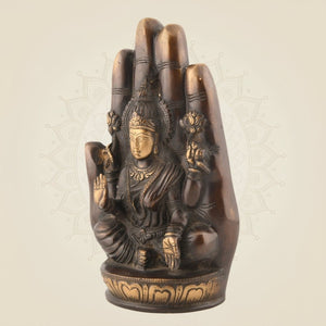 Brass Lakshmi Statue on Palm -Prosperity - Luxeartisanship