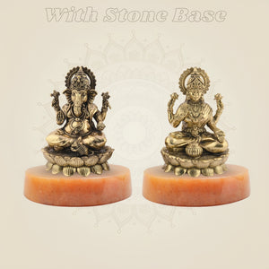 Brass Laxmi Ganesh murti on gemstone base