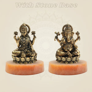Brass Laxmi Ganesh murti on gemstone base