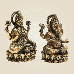 Brass Laxmi Ganesh Idol Pair