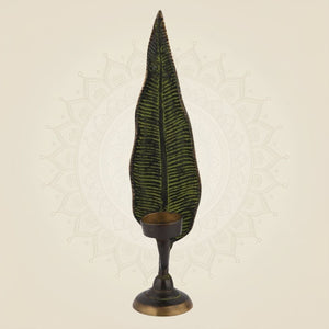 Brass Leaf Candle Stand 12.75"