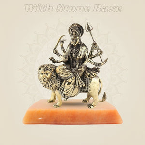 Brass Maa Durga Idol Seated on Lion – High - Quality Divine Statue - Luxeartisanship