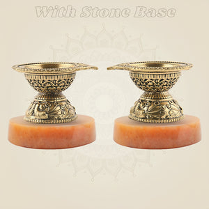Brass Mini Diya with stone base