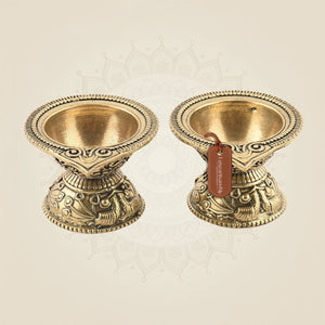 Brass Mini Diya Pair 1.25" – Traditional Oil Lamps for Mandir & Festive Décor - Luxeartisanship