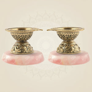 Brass Diya with stone base