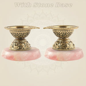 Brass Diya with stone base