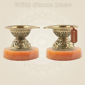 Brass Mini Diya Pair 1.25" – Traditional Oil Lamps for Mandir & Festive Décor - Luxeartisanship