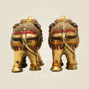 Brass Mini Elephant Pair 3" Artisan – Handcrafted Decor & Vastu Showpiece - Luxeartisanship