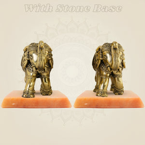 Brass Mini Elephant Pair 3" Artisan – Handcrafted Decor & Vastu Showpiece - Luxeartisanship
