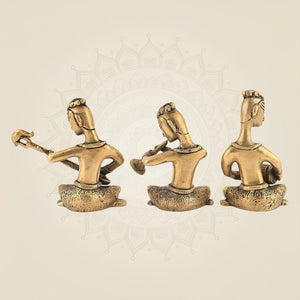 Brass Musician Figurines Set of 3 β Handcrafted Showpieces