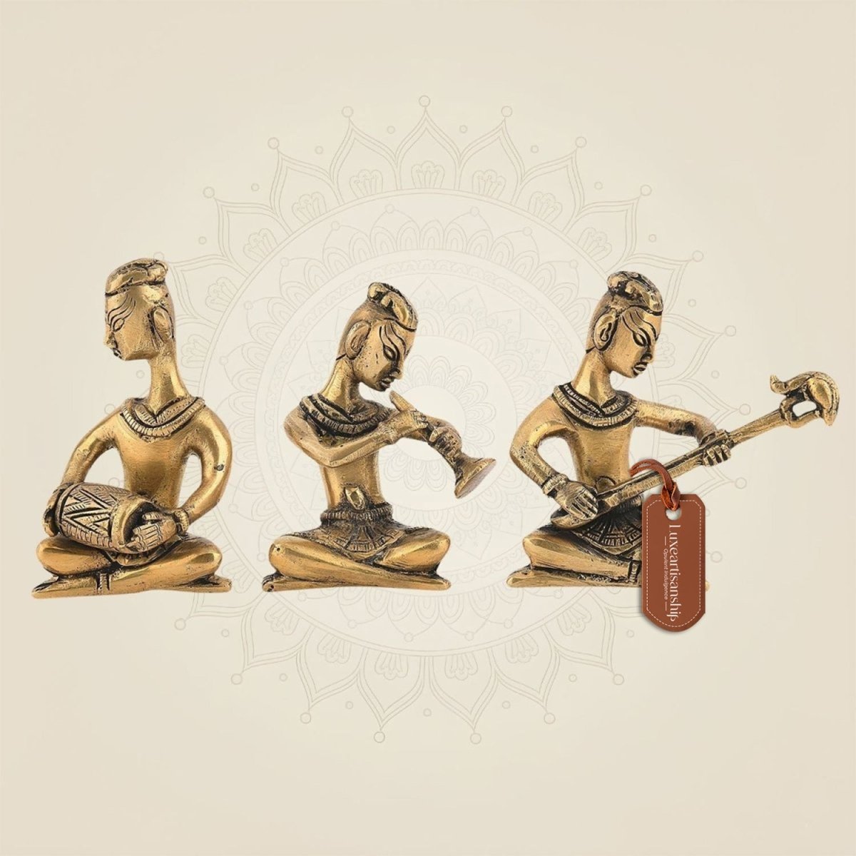 Brass Musician Figurines Set of 3