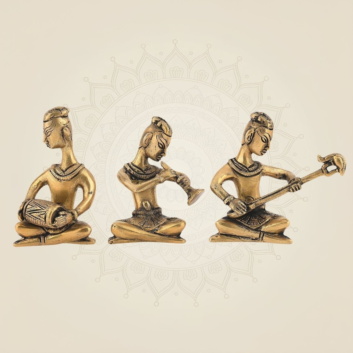 Brass Musician Figurines Set of 3