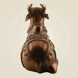 Brass Nandi Idol with Intricate Carving 13.5"