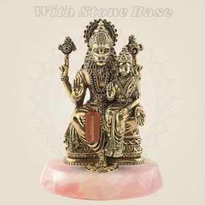 Brass Narasimha with Lakshmi Idol on stone base
