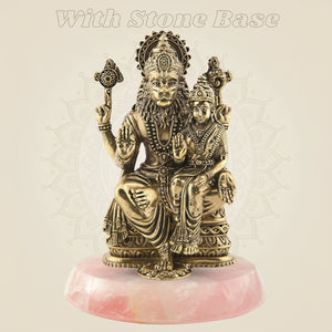 Brass Narasimha with Lakshmi Idol on stone base