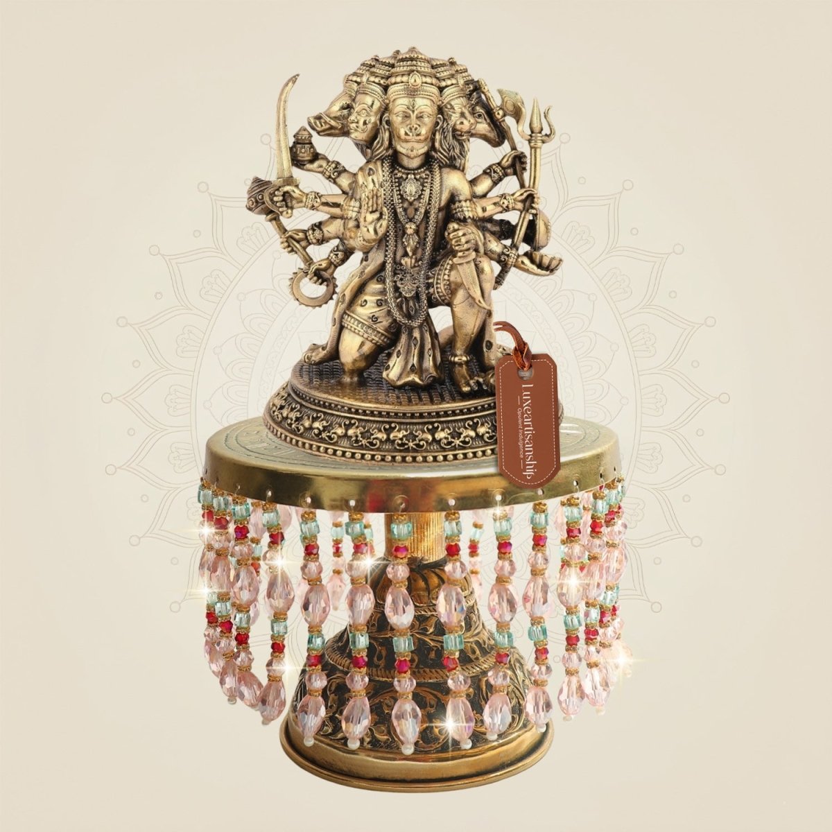 Brass Panchmukhi Hanuman Murti with Chowki 10"– Brass Statue - Luxeartisanship