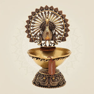 Brass Peacock Diya - Luxeartisanship