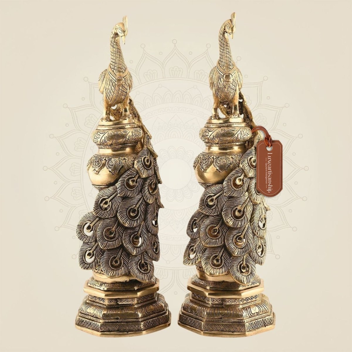 Brass Peacock Pair Idol 19"