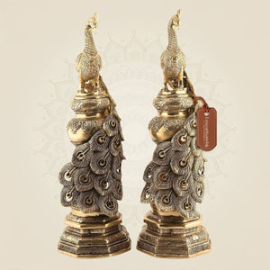 Brass Peacock Pair Idol 19"